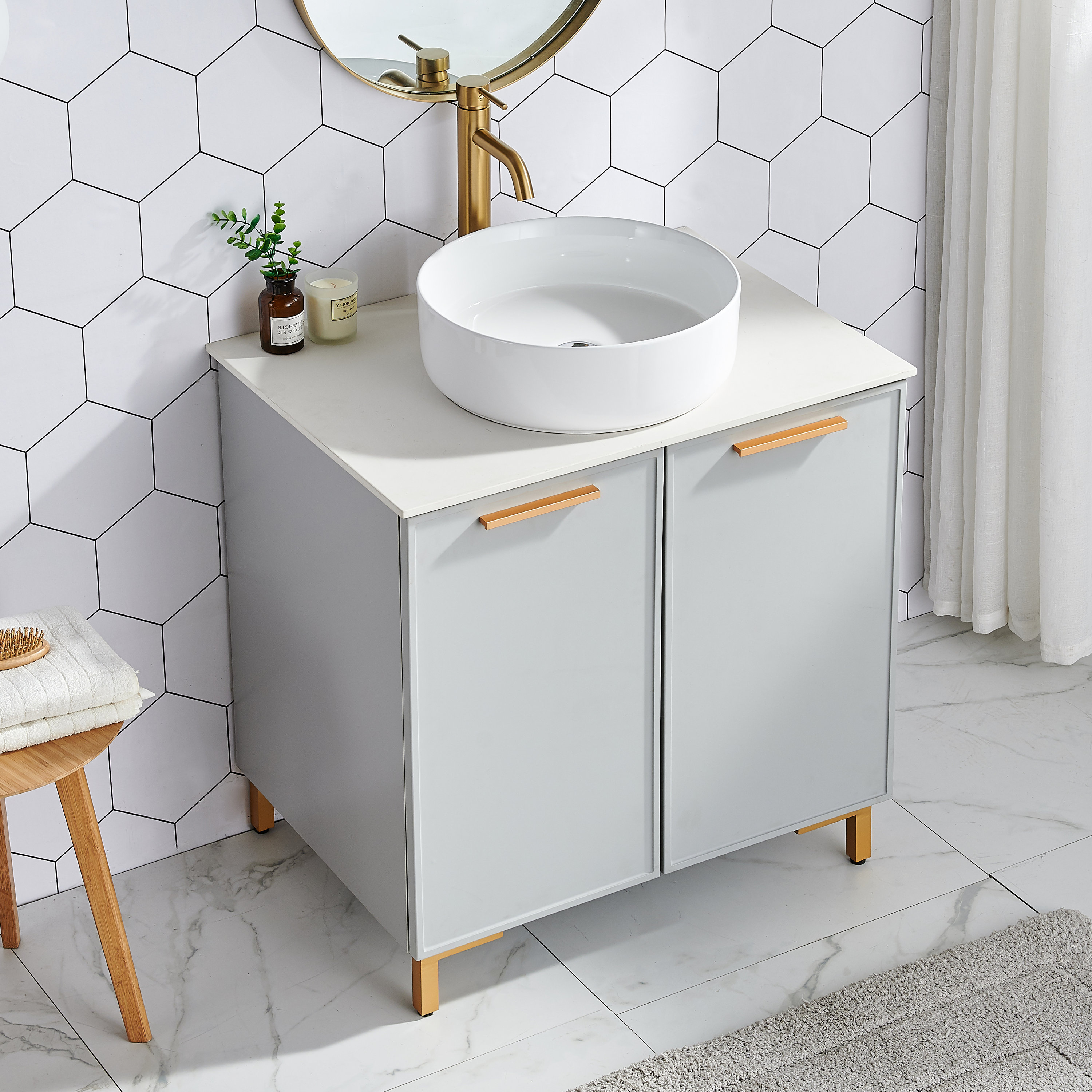 Mercer41 Euan 28" Single Freestanding Bathroom Vanity With Ceramic